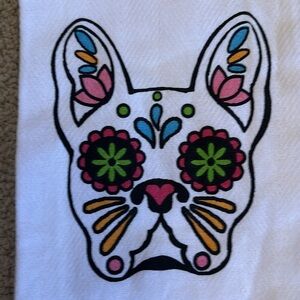 set of 2 Frenchie Bewitched 100% Cotton Dish Towels French Bulldog kitchen decor